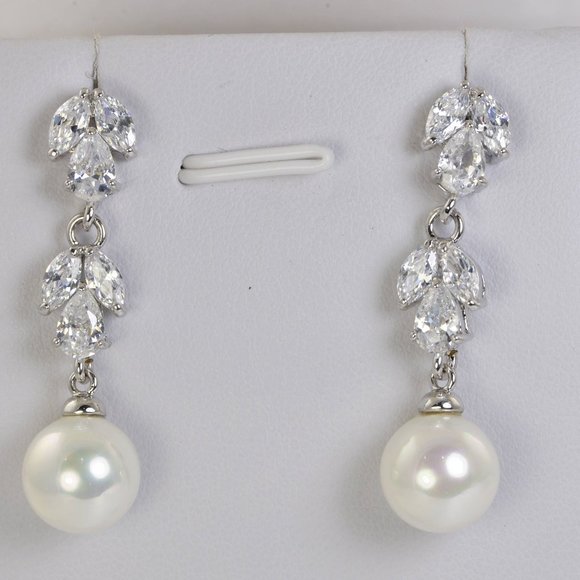 Luxury CZ Trendy Halo Brilliant Drop Dangle Earrings - Picture 3 of 3